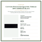 Product Specifications – Cotton/Polyester Quilting Thread 30wt 6000yds Black
