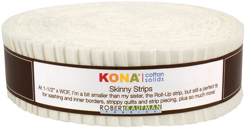 1-1/2in Strips, Kona Cotton Snow, 40pcs/bundle