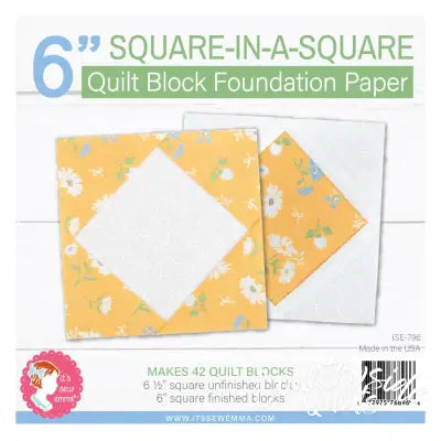 6in Square in a Square Quilt Block Foundation Paper