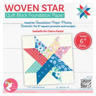 6in Woven Star Quilt Block Foundation Papers