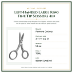 Product Specifications – Left-Handed Large Ring Fine Tip Scissors 4in