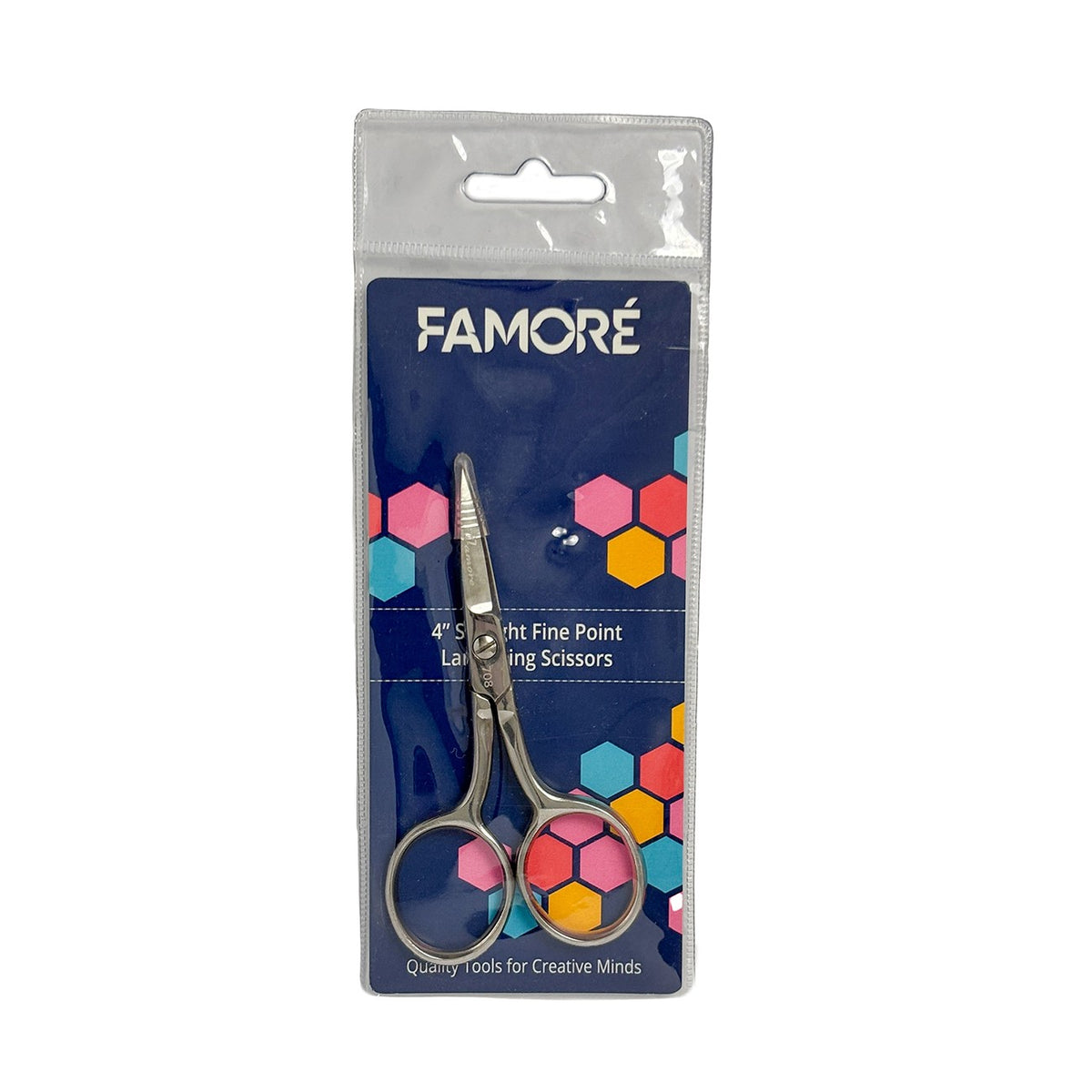 Famore 4in Large Ring Fine Point Straight Embroidery Scissor