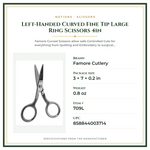Product Specifications – Left-Handed Curved Fine Tip Large Ring Scissors 4in