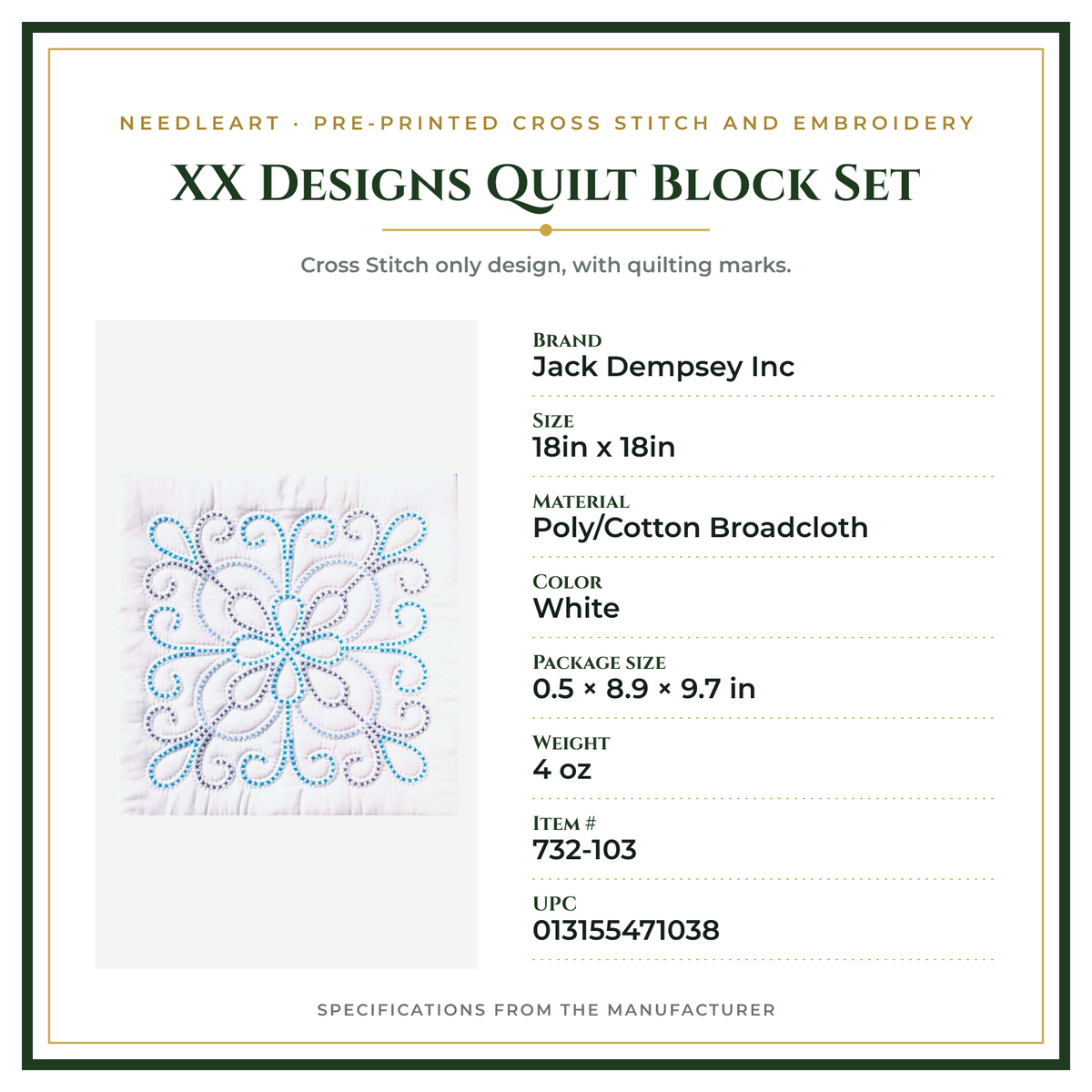 Product Specifications – XX Designs Quilt Block Set