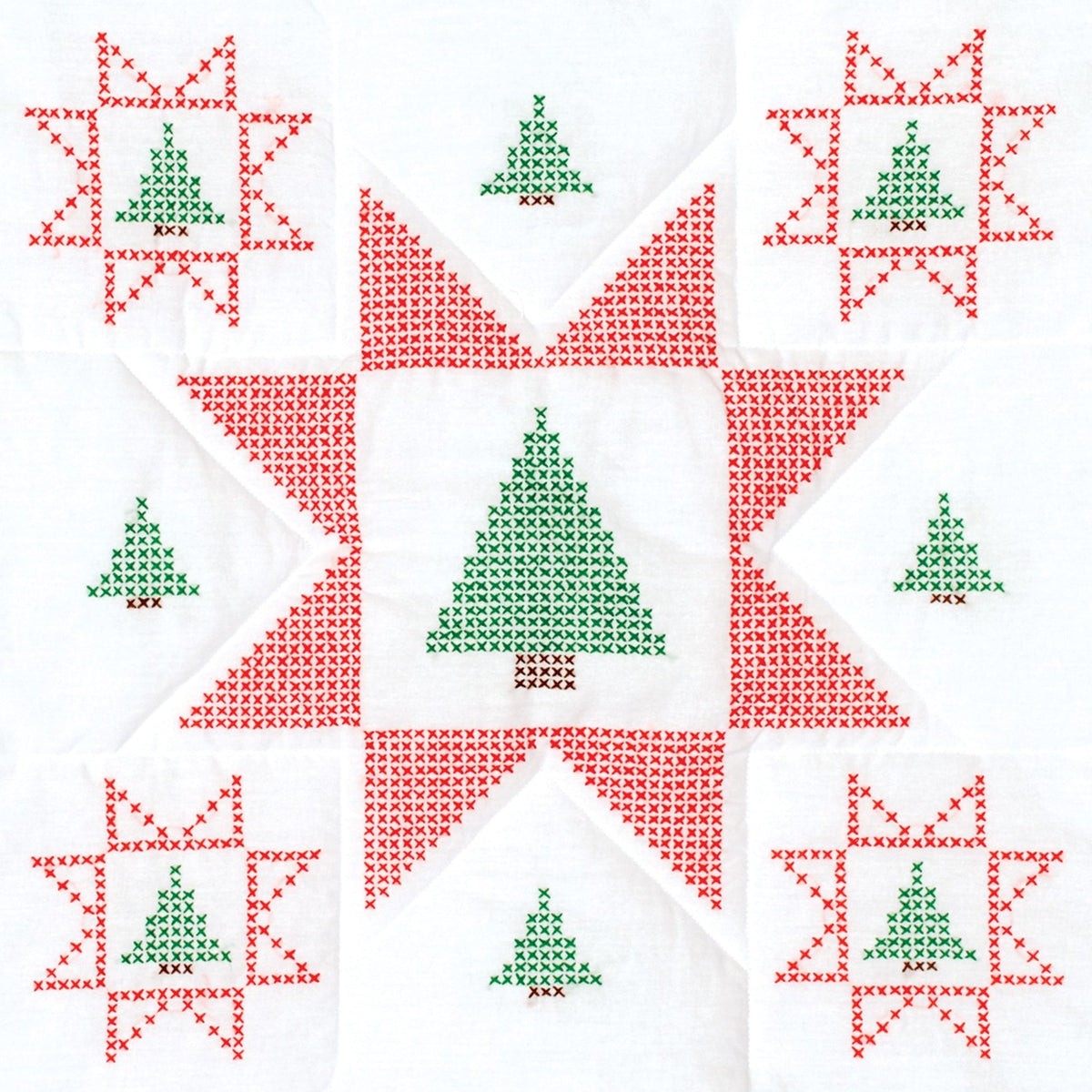 Cross-Stitch Christmas Tree 18in Quilt Squares