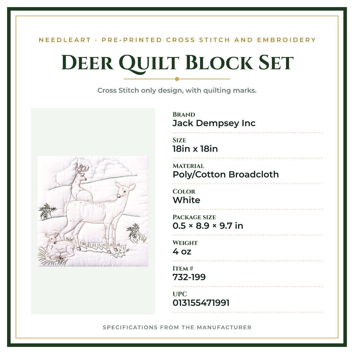 Product Specifications – Deer Quilt Block Set