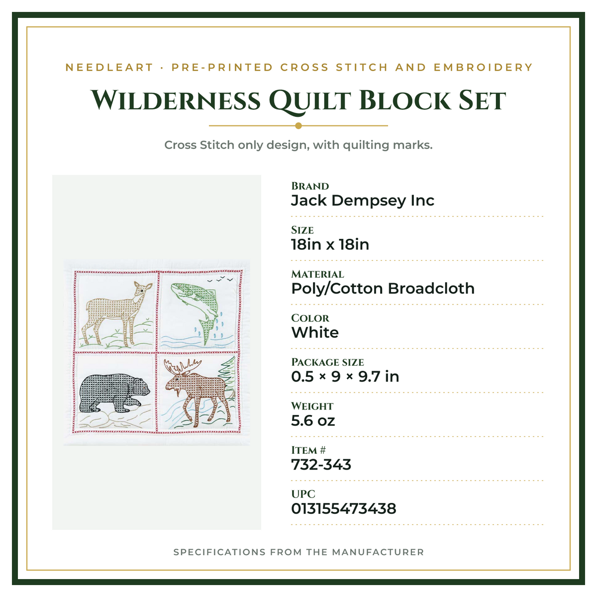Product Specifications – Wilderness Quilt Block Set