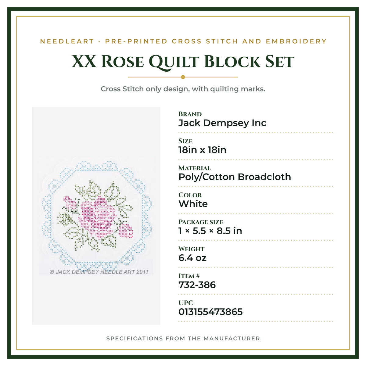 Product Specifications – XX Rose Quilt Block Set