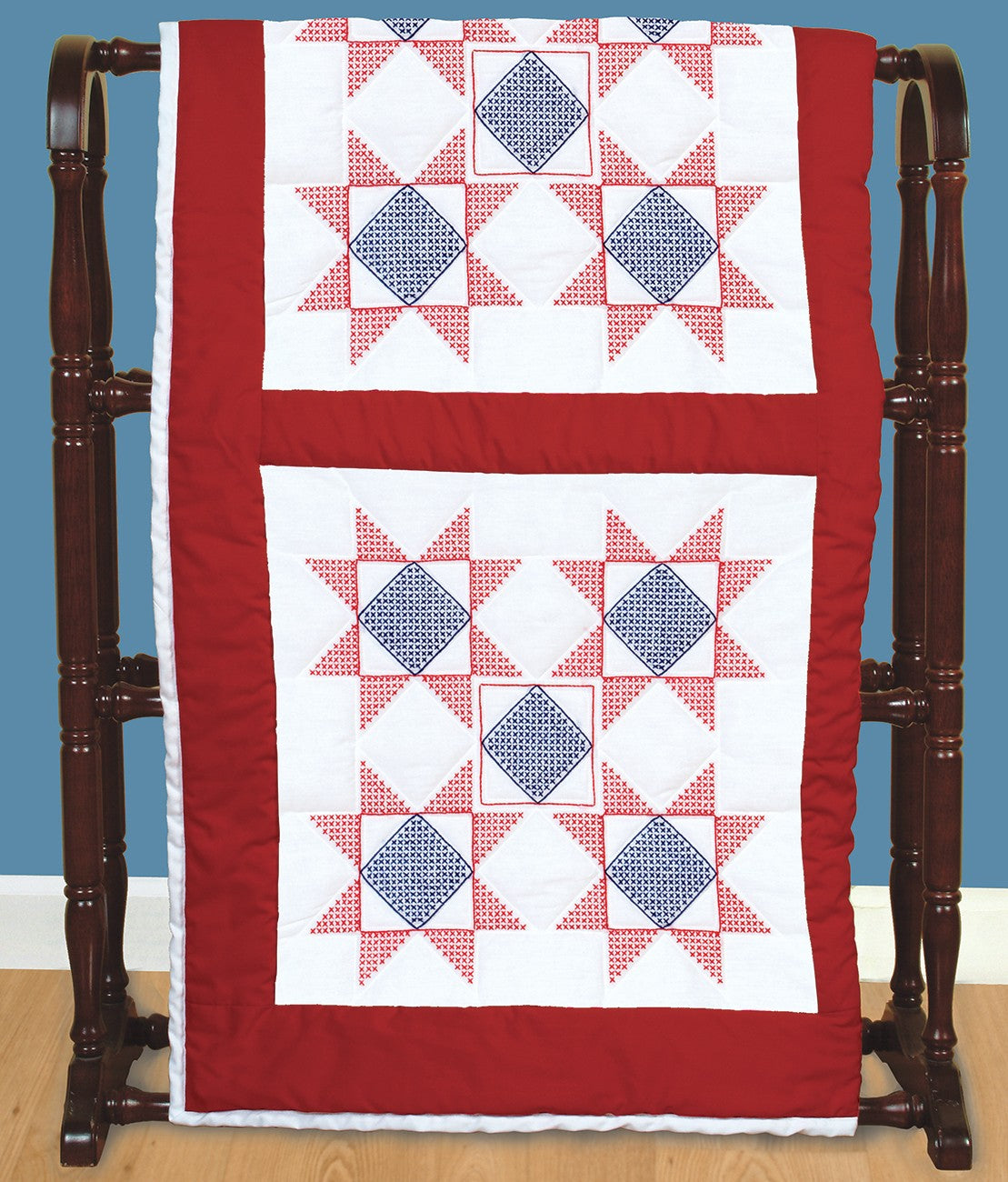 Five Cross-Stitch Stars 18" Quilt Blocks