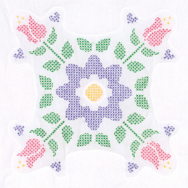 18in Quilt Blocks Cross-Stitch Tulips