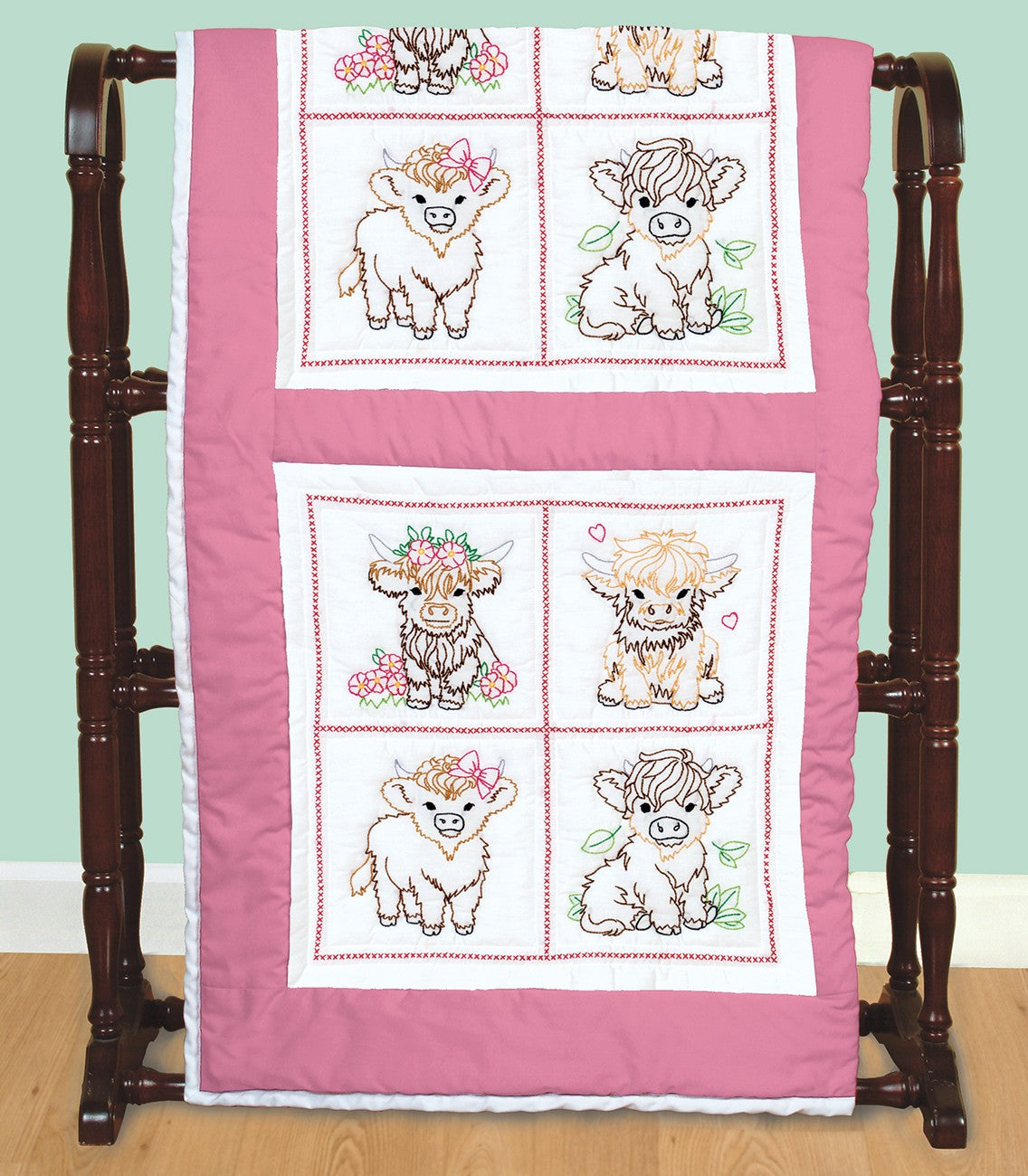 Baby Highland Cows 18in Quilt Squares