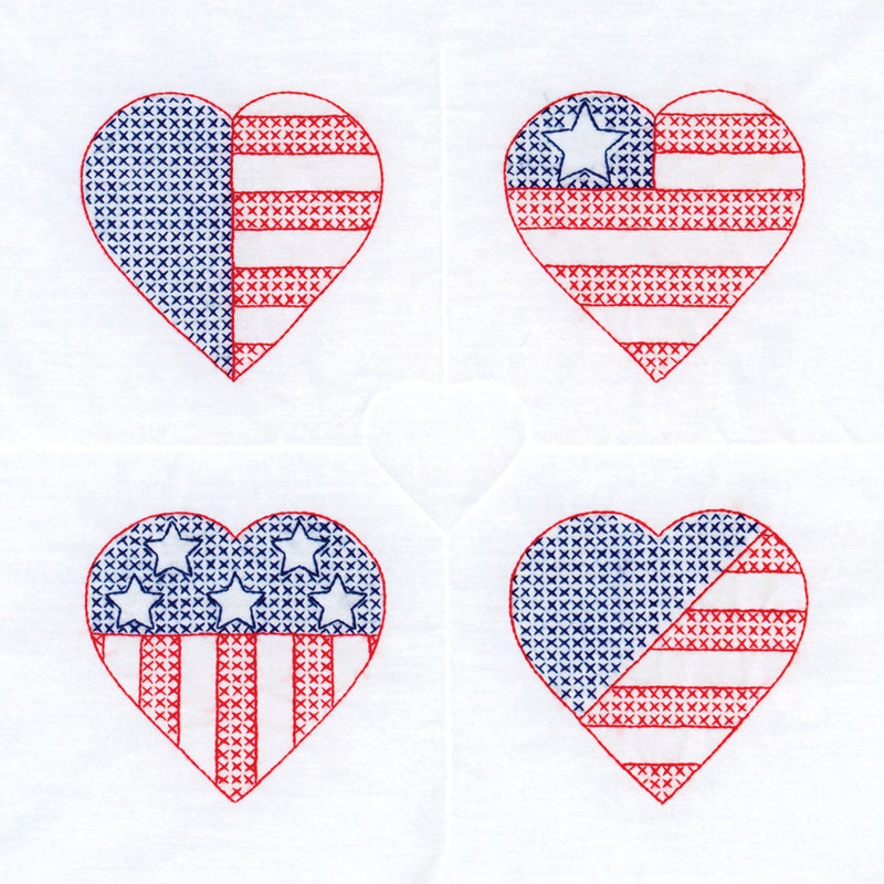 Usa Hearts 18" Quilt Blocks