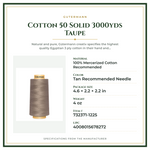 Product Specifications – Cotton 50 Solid 3000yds Taupe