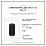 Product Specifications – Cotton 50 Solid 3000yds Black