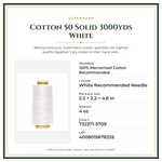 Product Specifications – Cotton 50 Solid 3000yds White