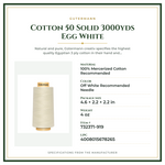 Product Specifications – Cotton 50 Solid 3000yds Egg White