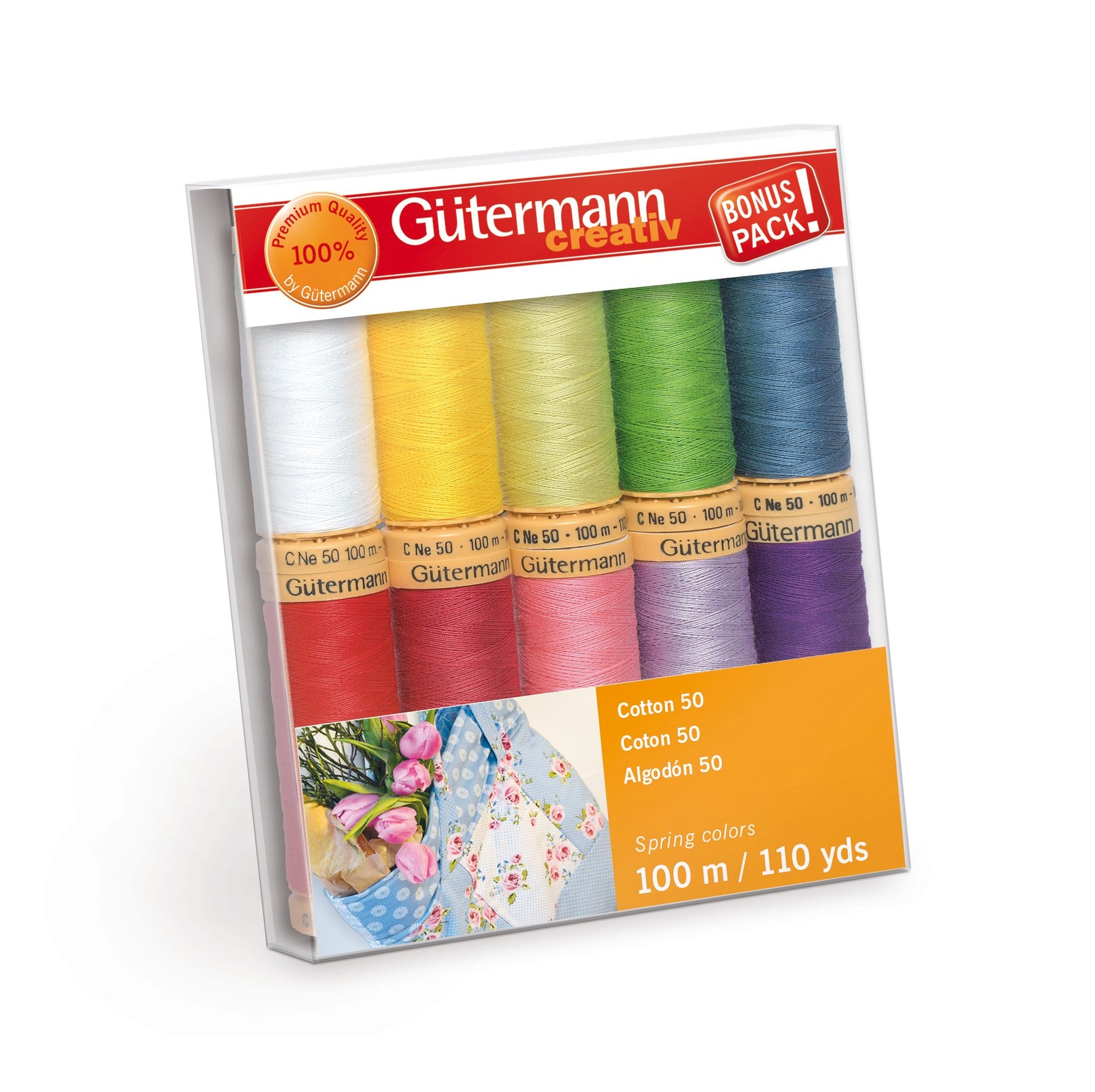 Cotton 50 10 spools 10 Colors 100m Spring