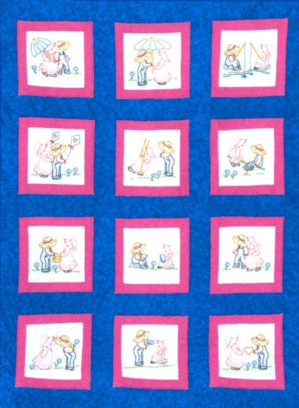 Sunbonnet Sue & Sam Theme Quilt Blocks 9in Square