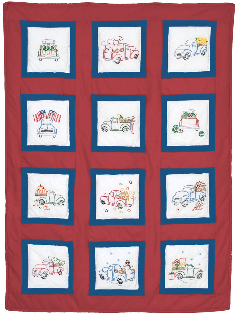 Trucks For All Seasons 9in Theme Quilt Blocks