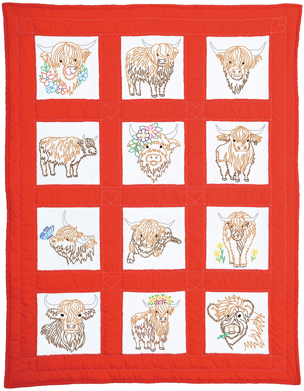 Highland Cows Theme Quilt Blocks