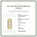 Product Specifications – Cotton 50 Solid 3000yds Cream