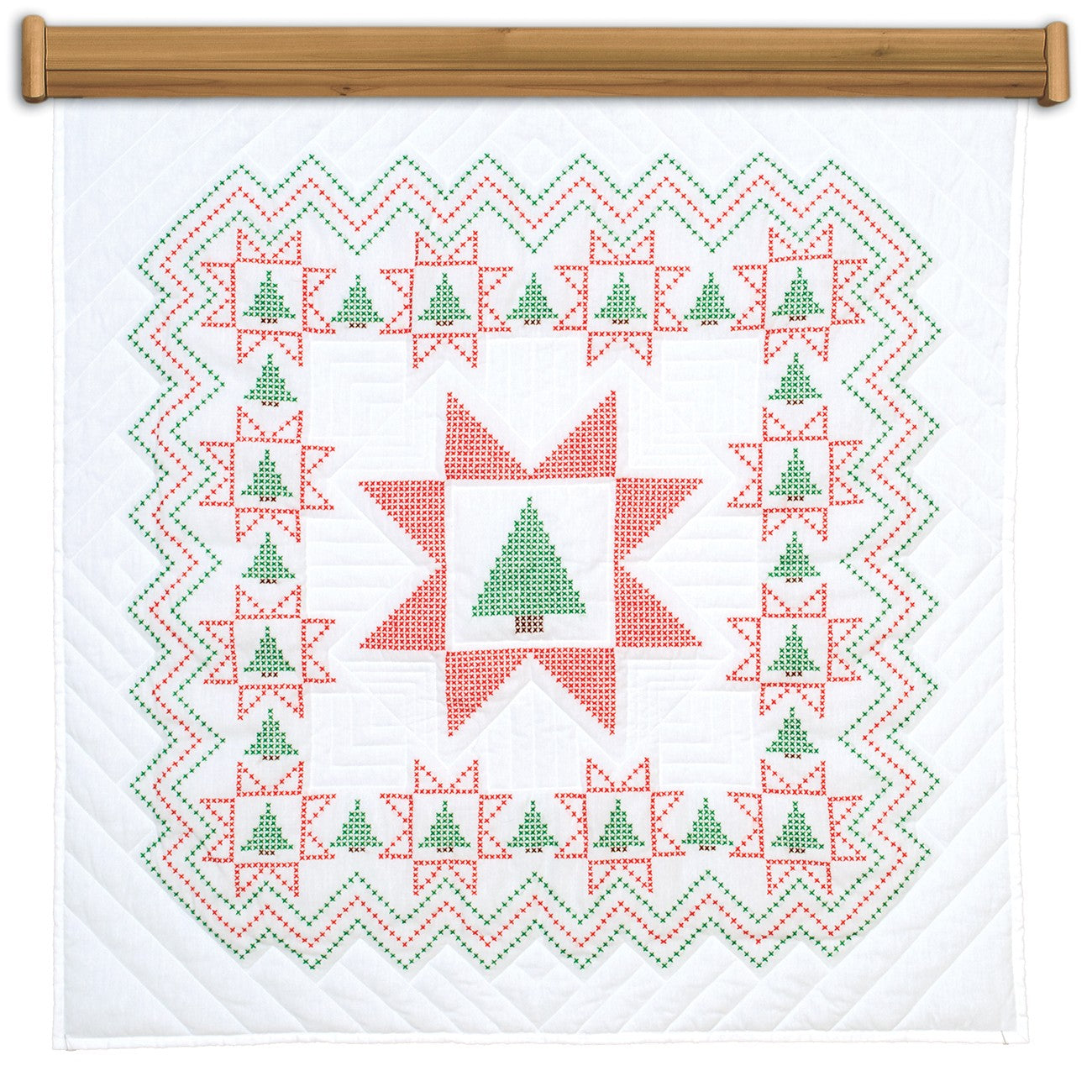 Cross-Stitch Christmas Tree Wall Quilt