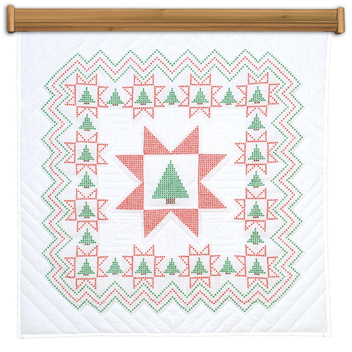 Cross-Stitch Christmas Tree Wall Quilt