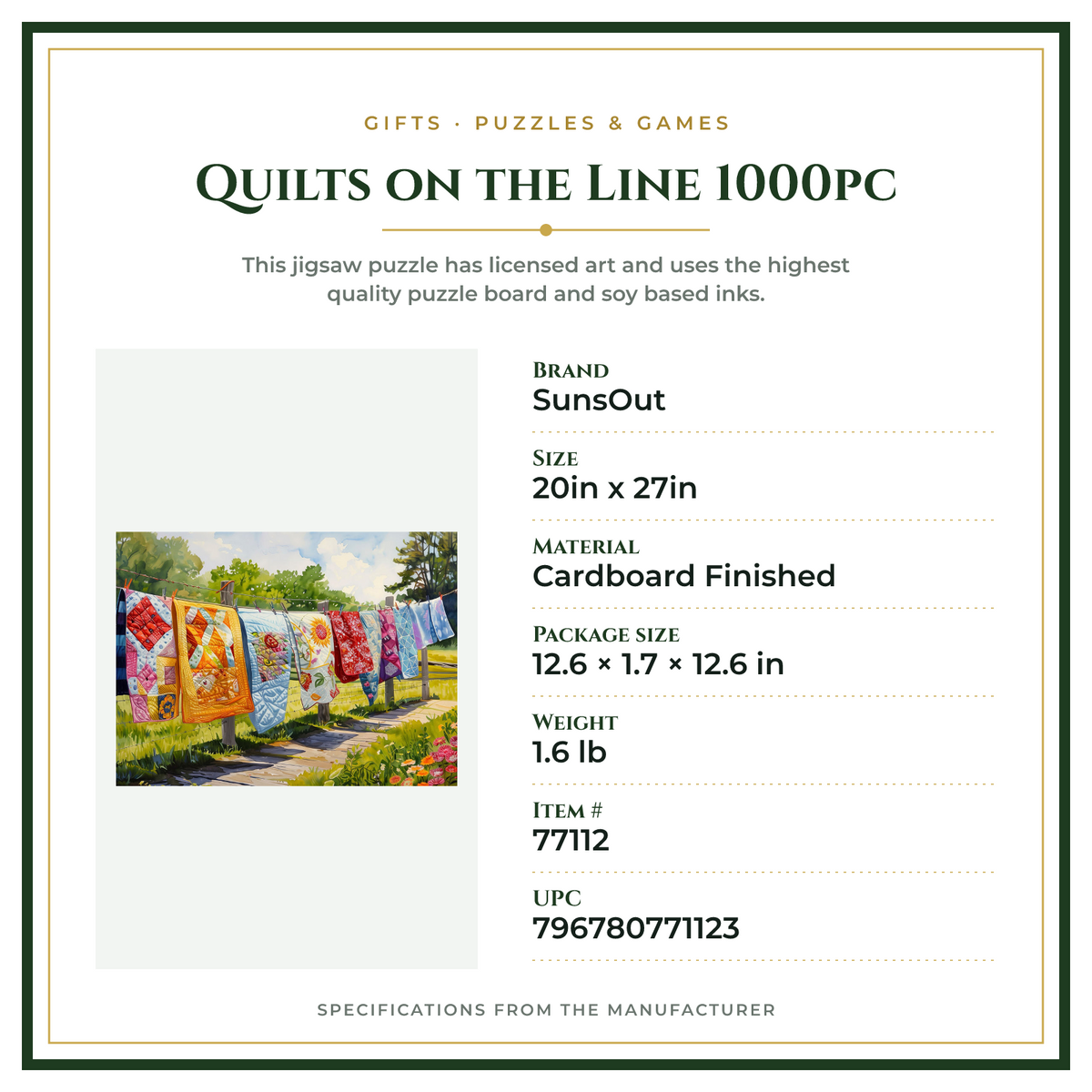 Product Specifications – Quilts on the Line 1000pc