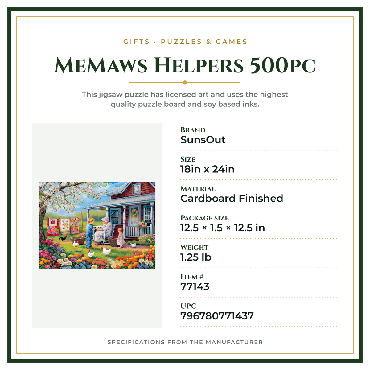Product Specifications – MeMaws Helpers 500pc
