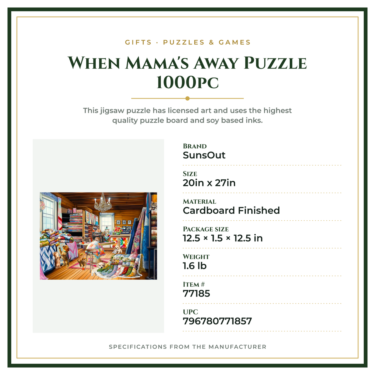 Product Specifications – When Mama's Away Puzzle 1000pc
