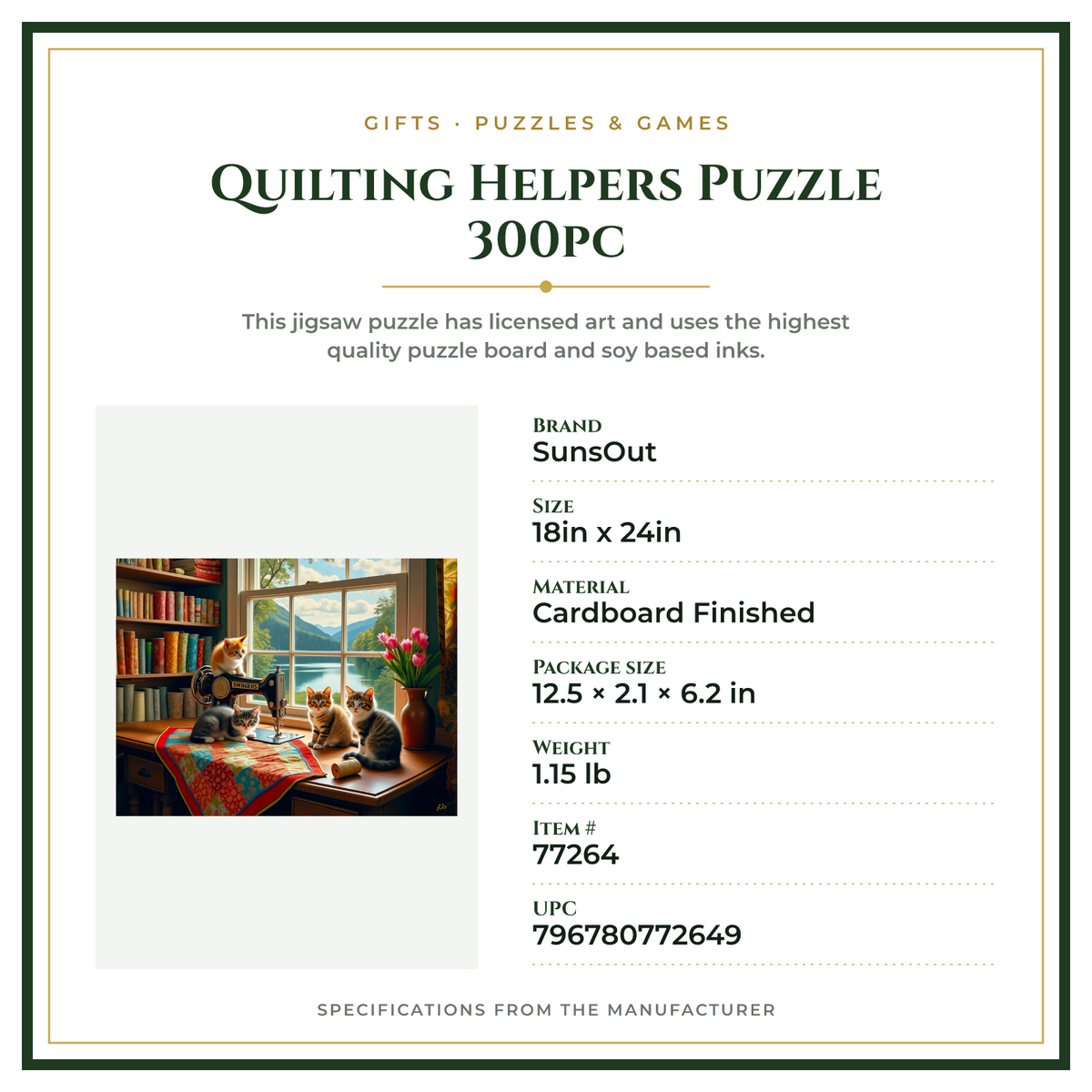 Product Specifications – Quilting Helpers Puzzle 300pc