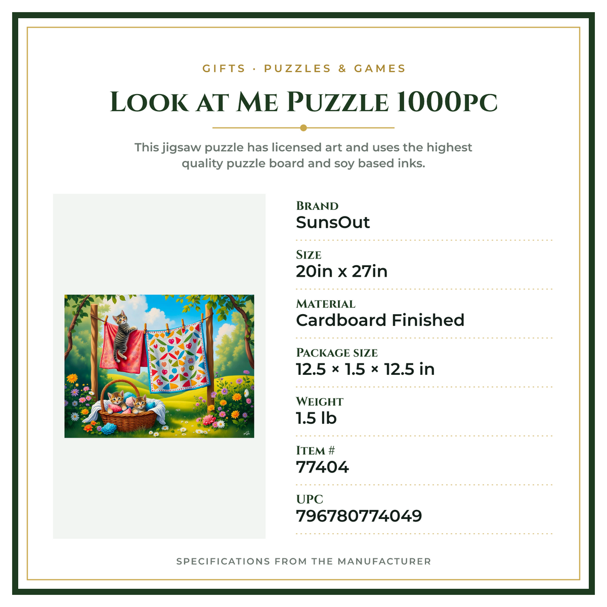 Product Specifications – Look at Me Puzzle 1000pc