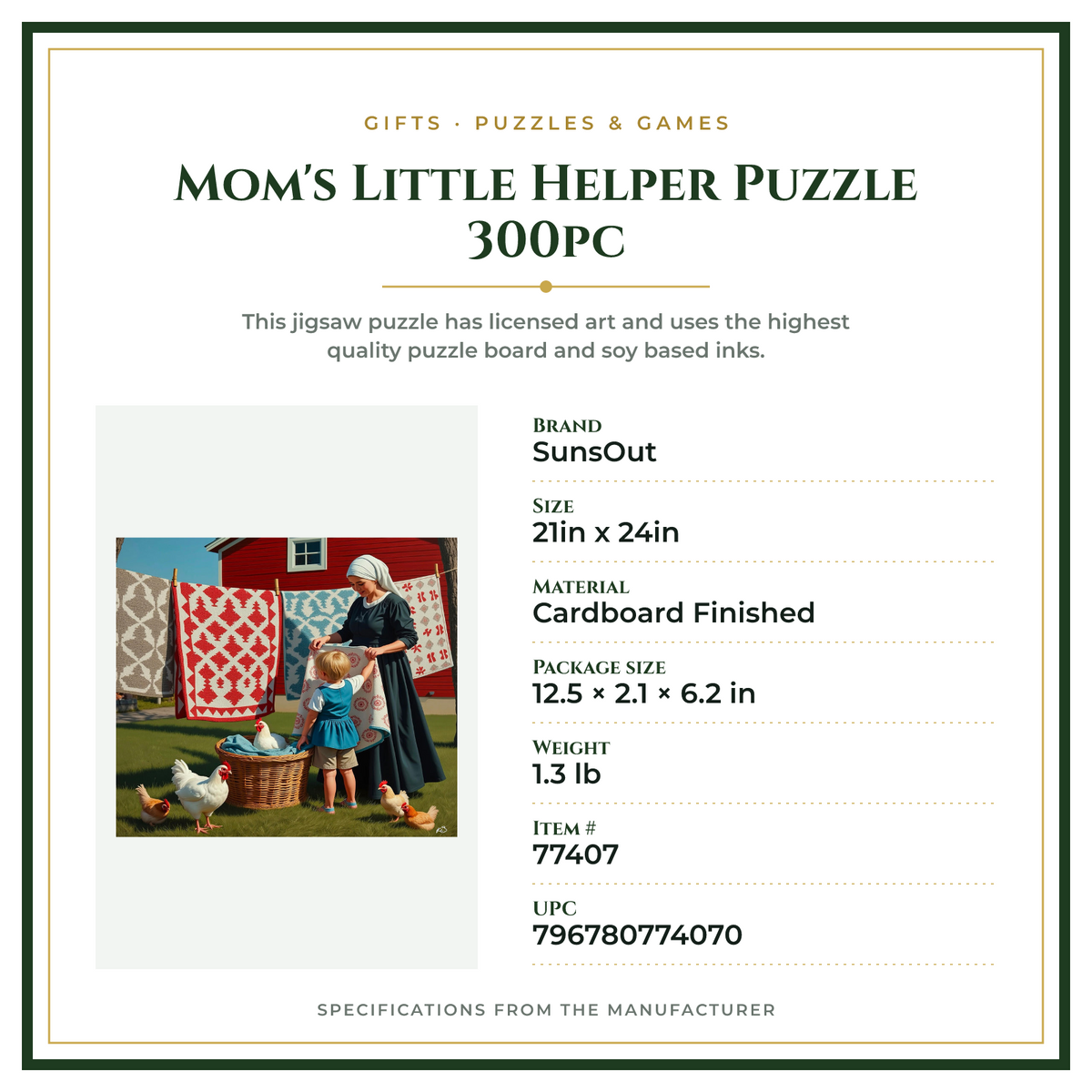 Product Specifications – Mom's Little Helper Puzzle 300pc