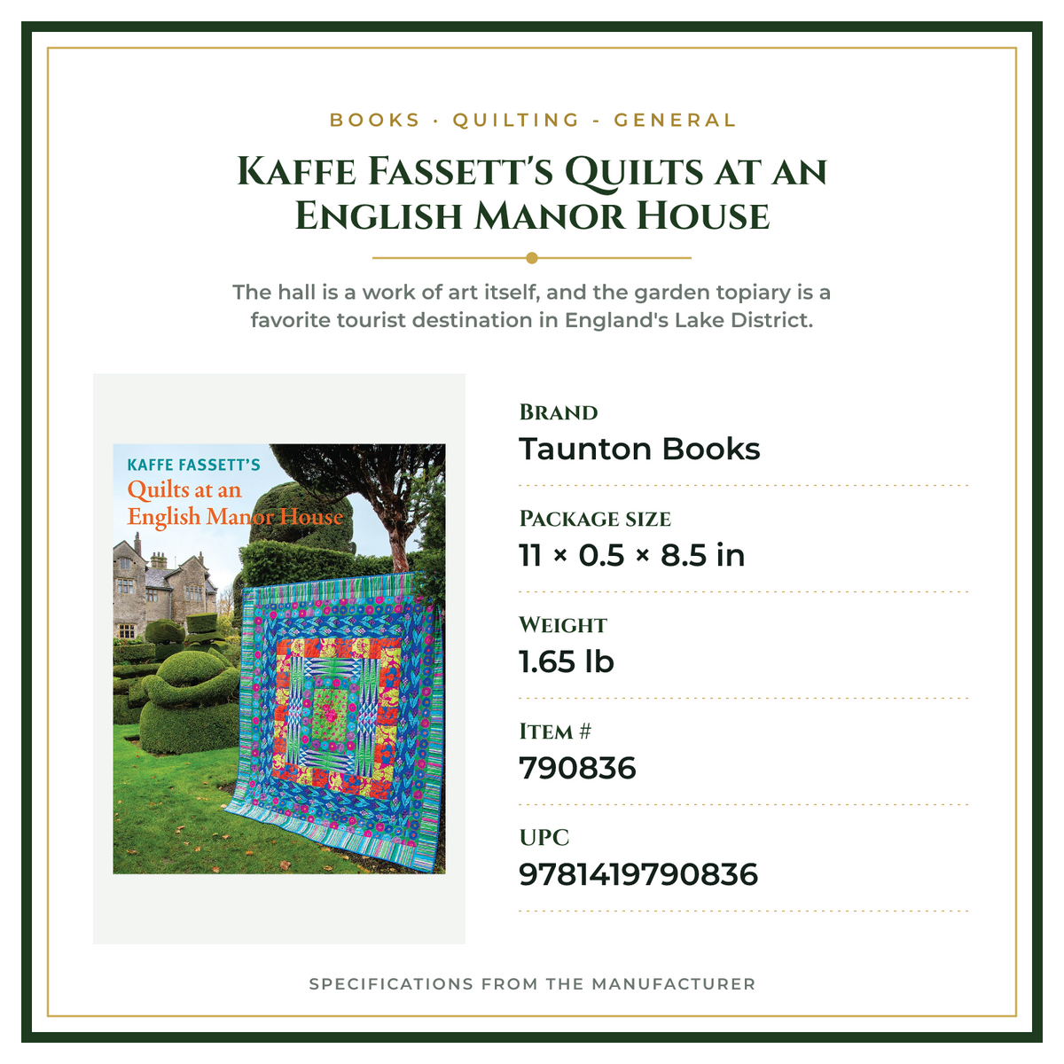 Product Specifications – Kaffe Fassett's Quilts at an English Manor House