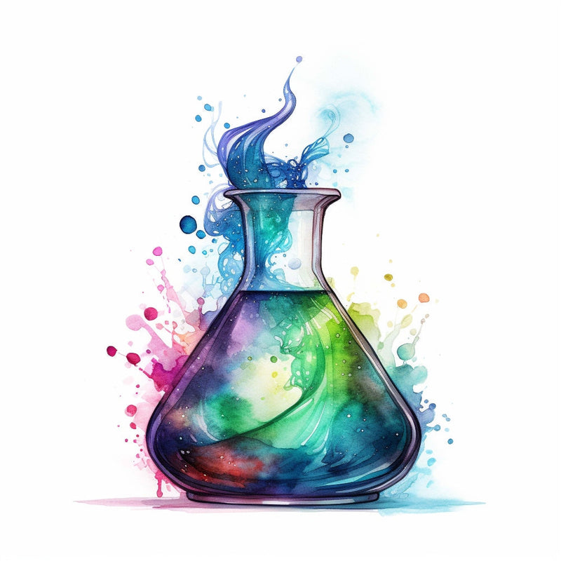 Watercolor Chemical Flask Fabric Panel 3