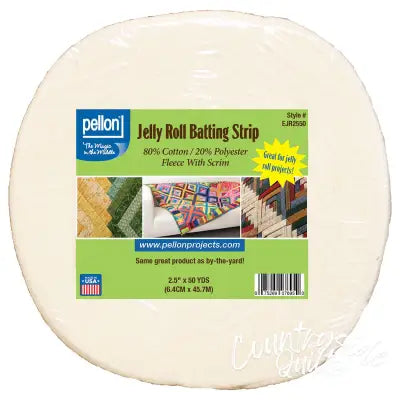 80/20 Cotton/Polyester Batting With Scrim Jelly Roll Strip 2.5in x 50 yds