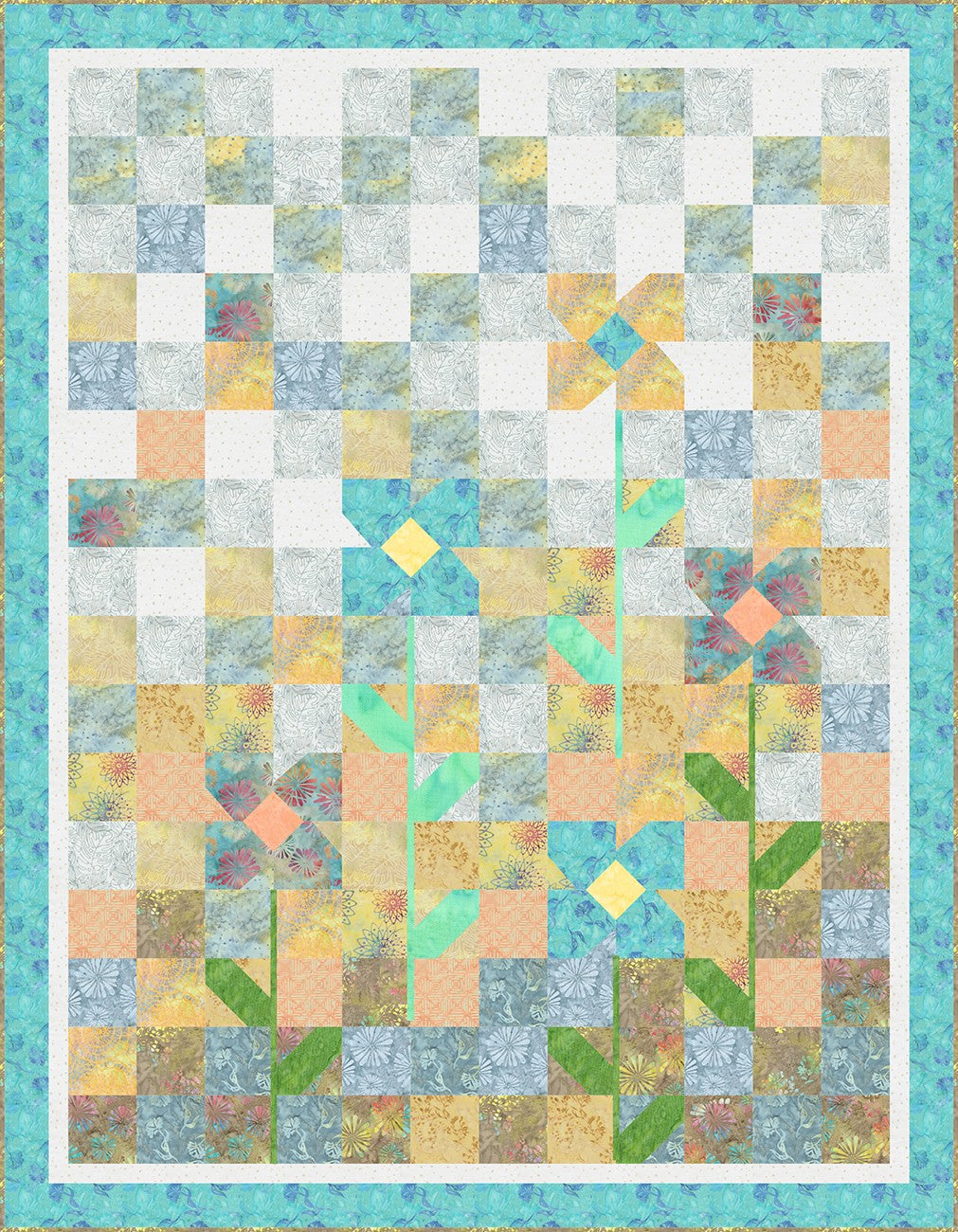 Misty Morning Digital Quilt Top, Marsha Evans Moore, 49"x63"