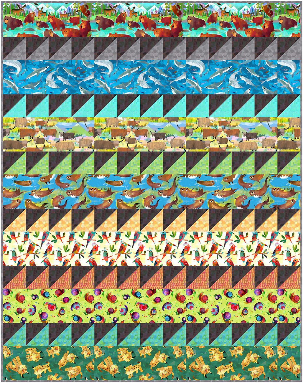 Wild Wonder Way Digital Quilt Top, 39" x 49.5"