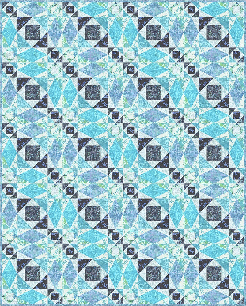 Multi Blue Sea Glass Digital Quilt Top