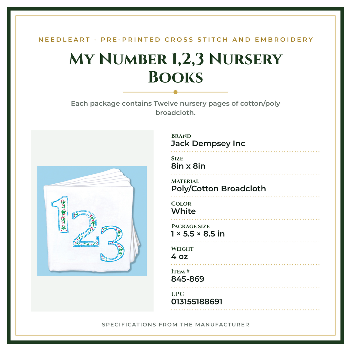 Product Specifications – My Number 1,2,3 Nursery Books