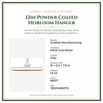 Product Specifications – 12in Powder Coated Heirloom Hanger