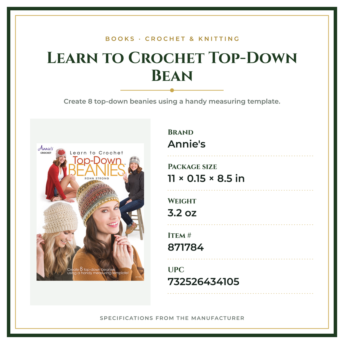 Product Specifications – Learn to Crochet Top-Down Bean