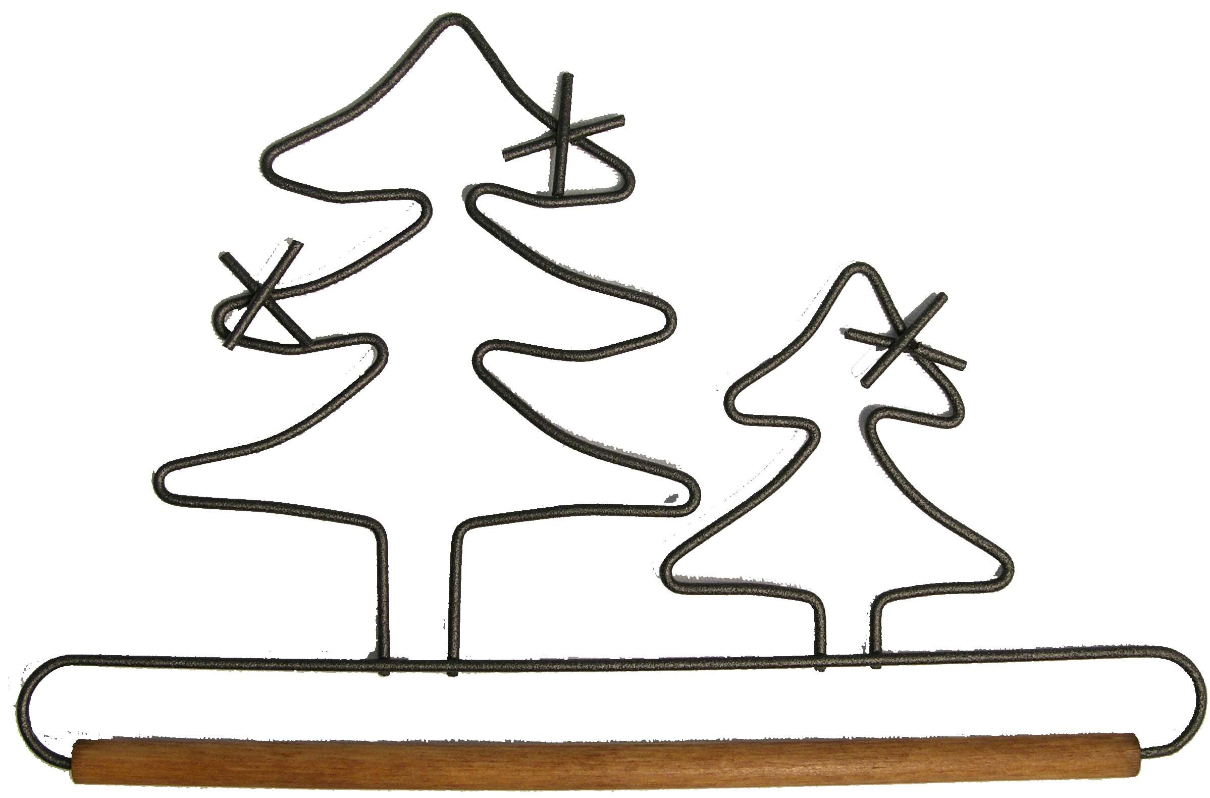 6in Evergreen Hanger With Stained Dowel Silver