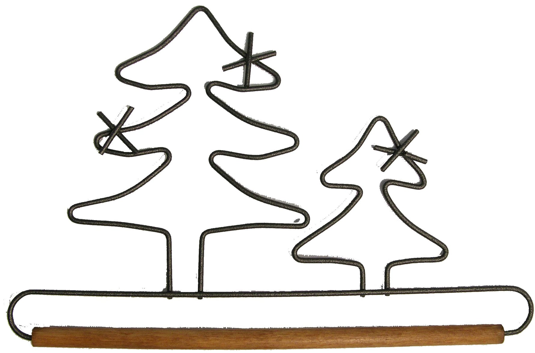 6in Evergreen Hanger With Stained Dowel Silver
