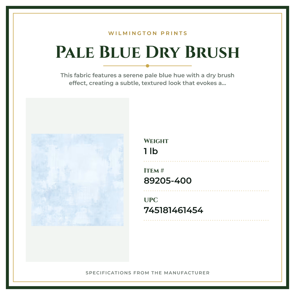 Product Specifications – Pale Blue Dry Brush