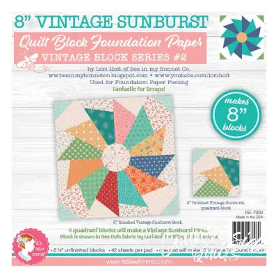 8in Vintage Sunbursts Quilt Block Foundation Papers