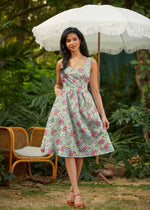 Floral Cats Fit & Flare Dress