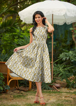 Mustard Floral Midi Dress