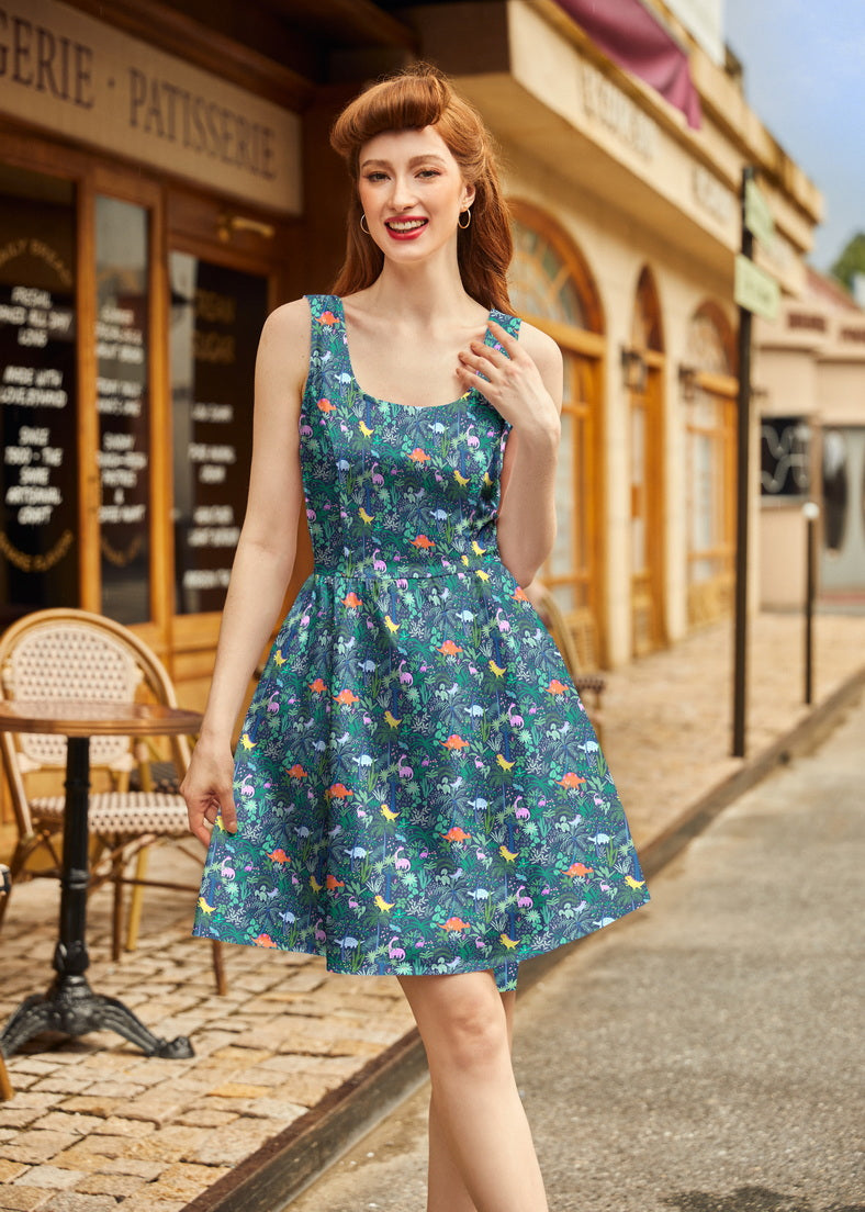 Dino Shorter Length Fit & Flare Dress