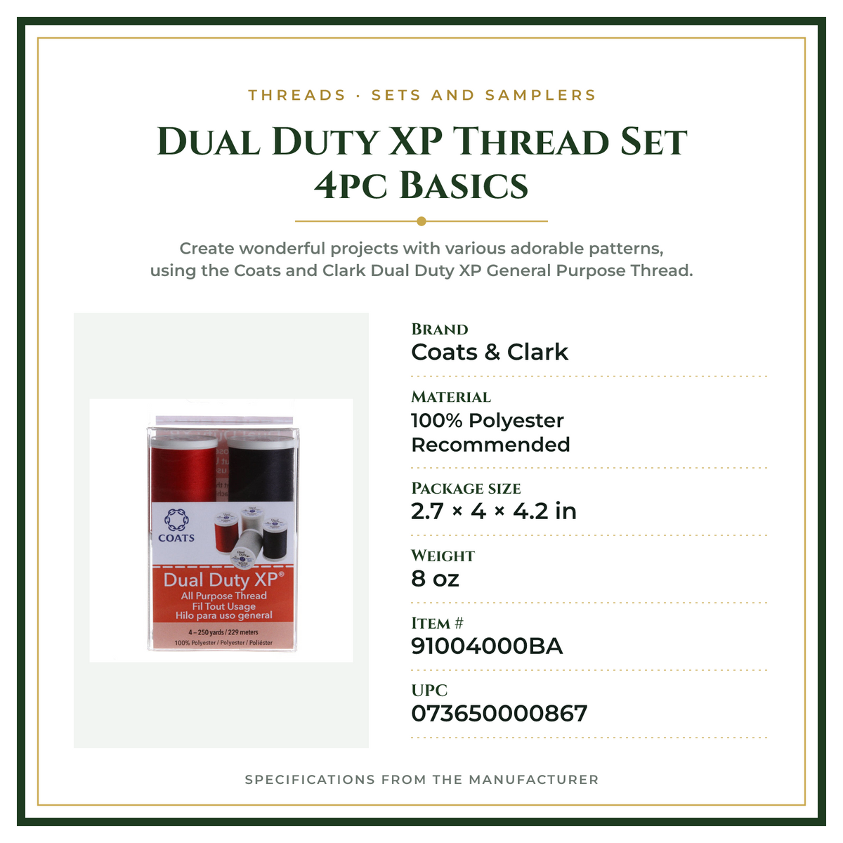 Product Specifications – Dual Duty XP Thread Set 4pc Basics